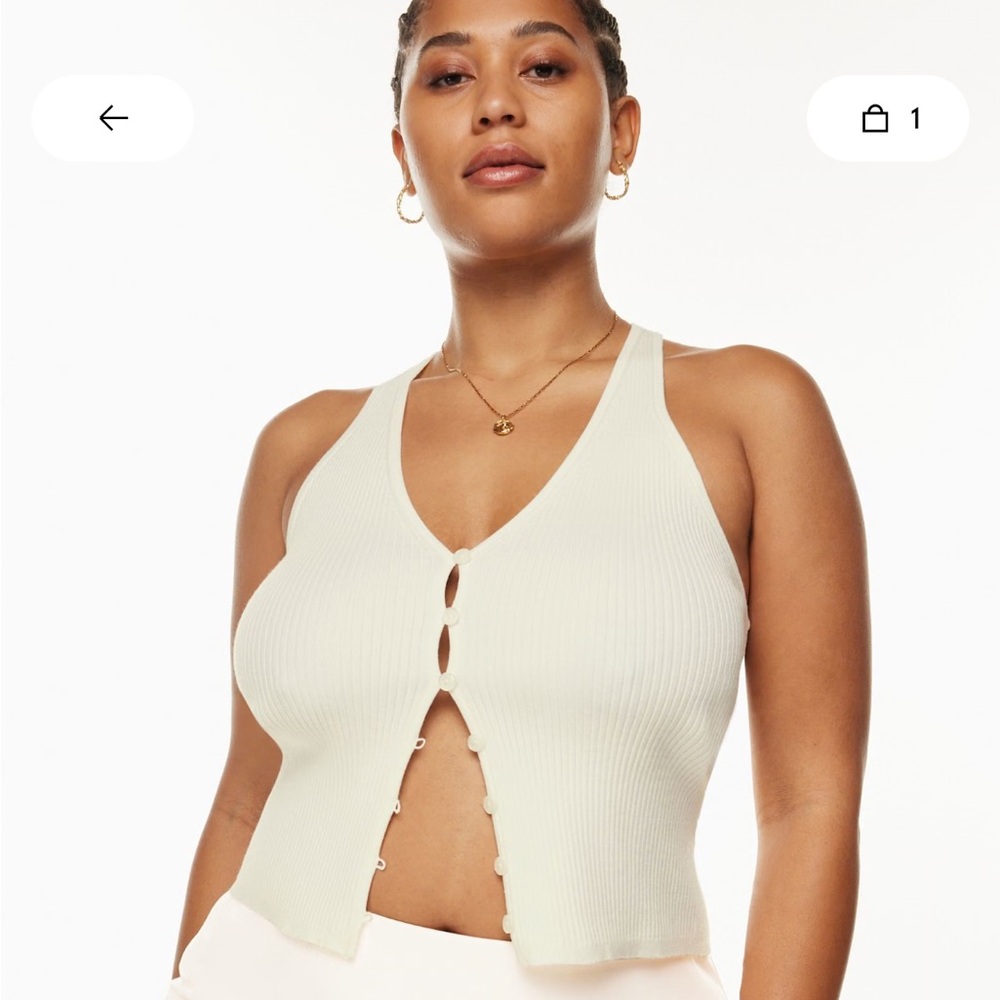 Aritzia Ribbed Button-Down Tank Top